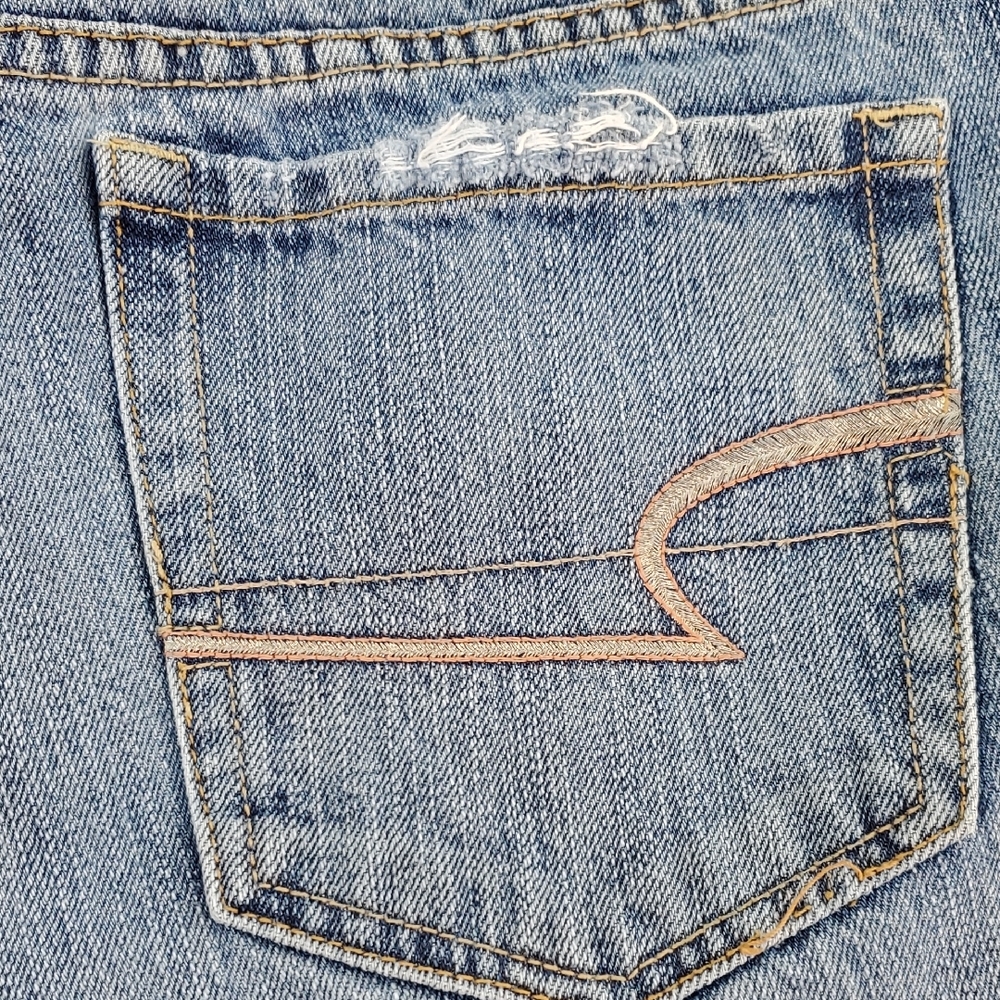 American Eagle Outfitters Womens 18 Short Medium Blue Wide Leg Jeans - Picture 7 of 9